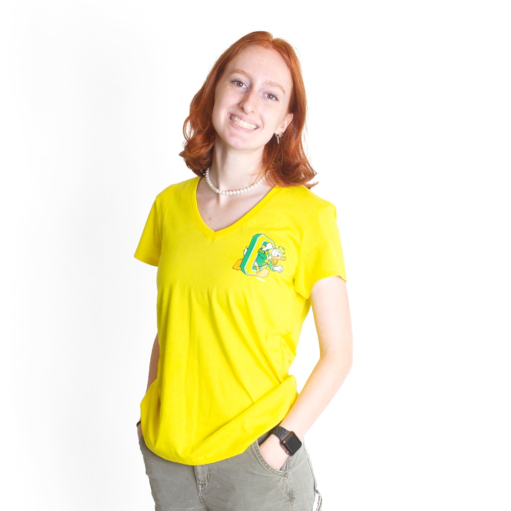 Women Yellow Sew On Heavy Cotton Blend Cotton 23 w Full Color DTO V-Neck Tee